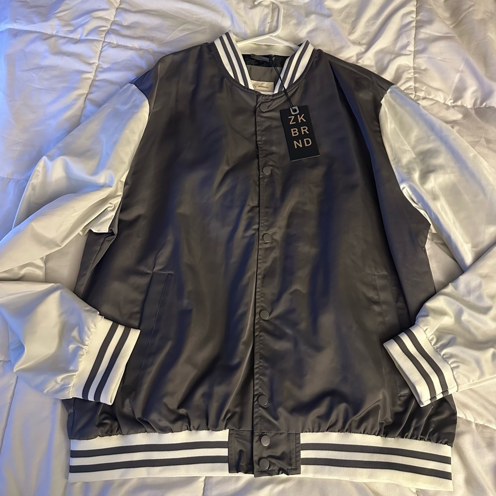 Gray and White Varsity Jacket